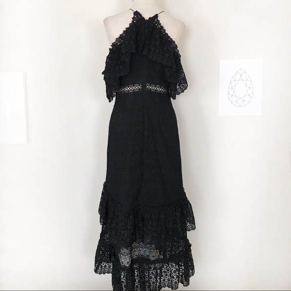 Amur Revolve Valentina Black Lace Dress 4 - Picture 4 of 8